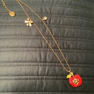 Betsey Johnson Rhinestone Apple necklace